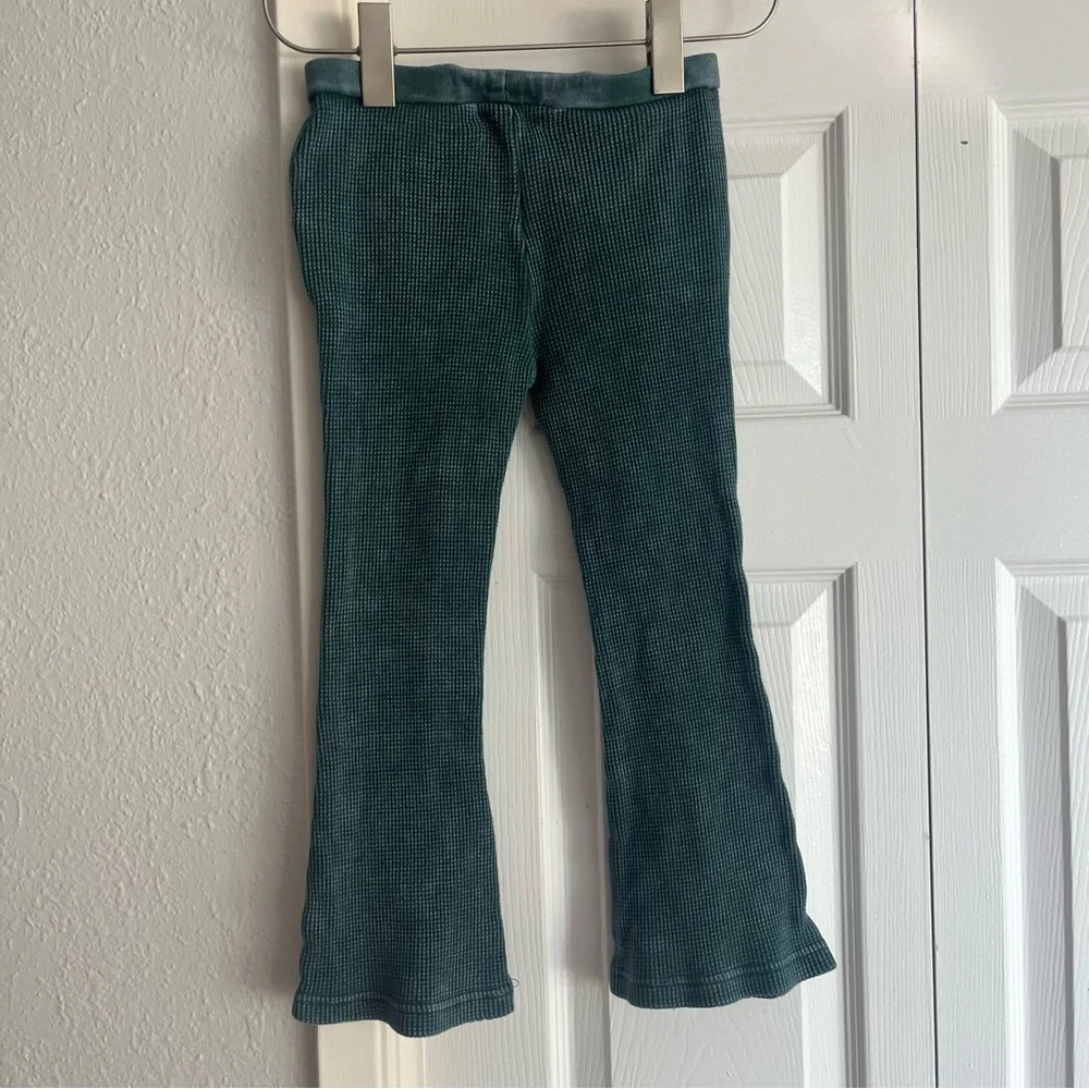 Cotton On Kids Teal Waffle Knit Flare Wide Leg Pants Leggings
